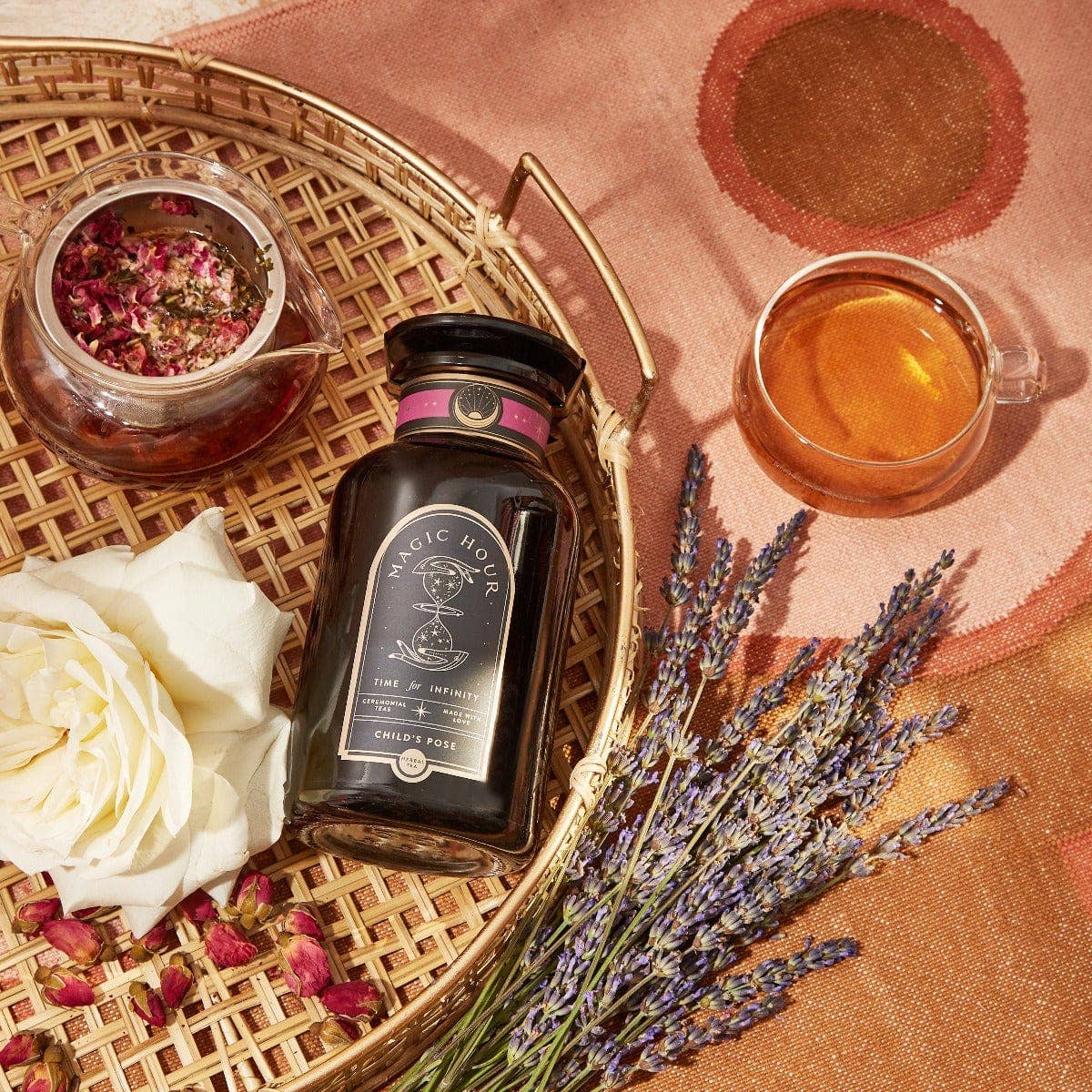 Child's Pose™ Herbal Adaptogen Tea for Sleep & Restful Calm: Violet Glass Apothecary Jar (60-75 Cups)
