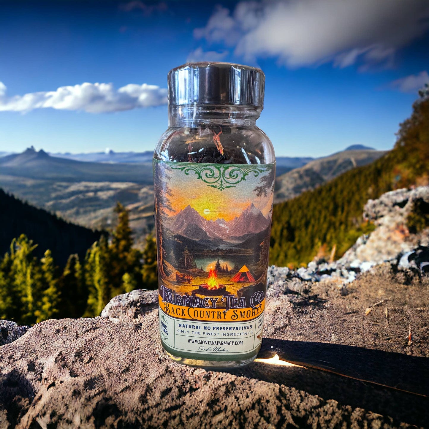 Backcountry Camping Smore's tea Campfire Outdoorsy Vintage