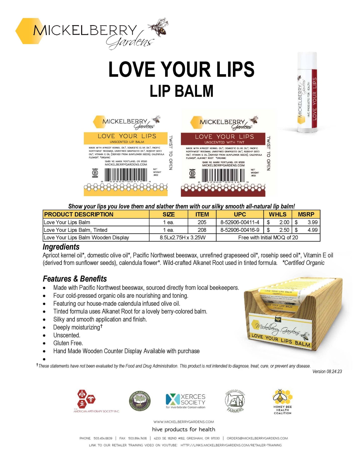 Love Your Lips Balm (Regular or Tinted): Regular / 20-Tube Display (1st order only)