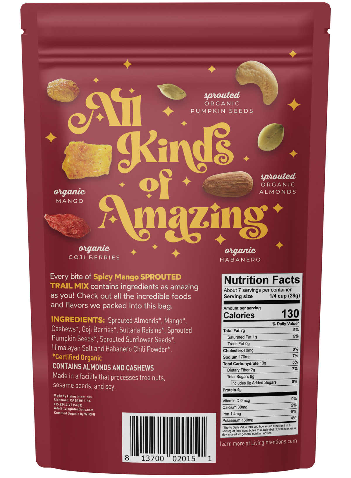 7oz Sprouted Trail Mix - Spicy Mango