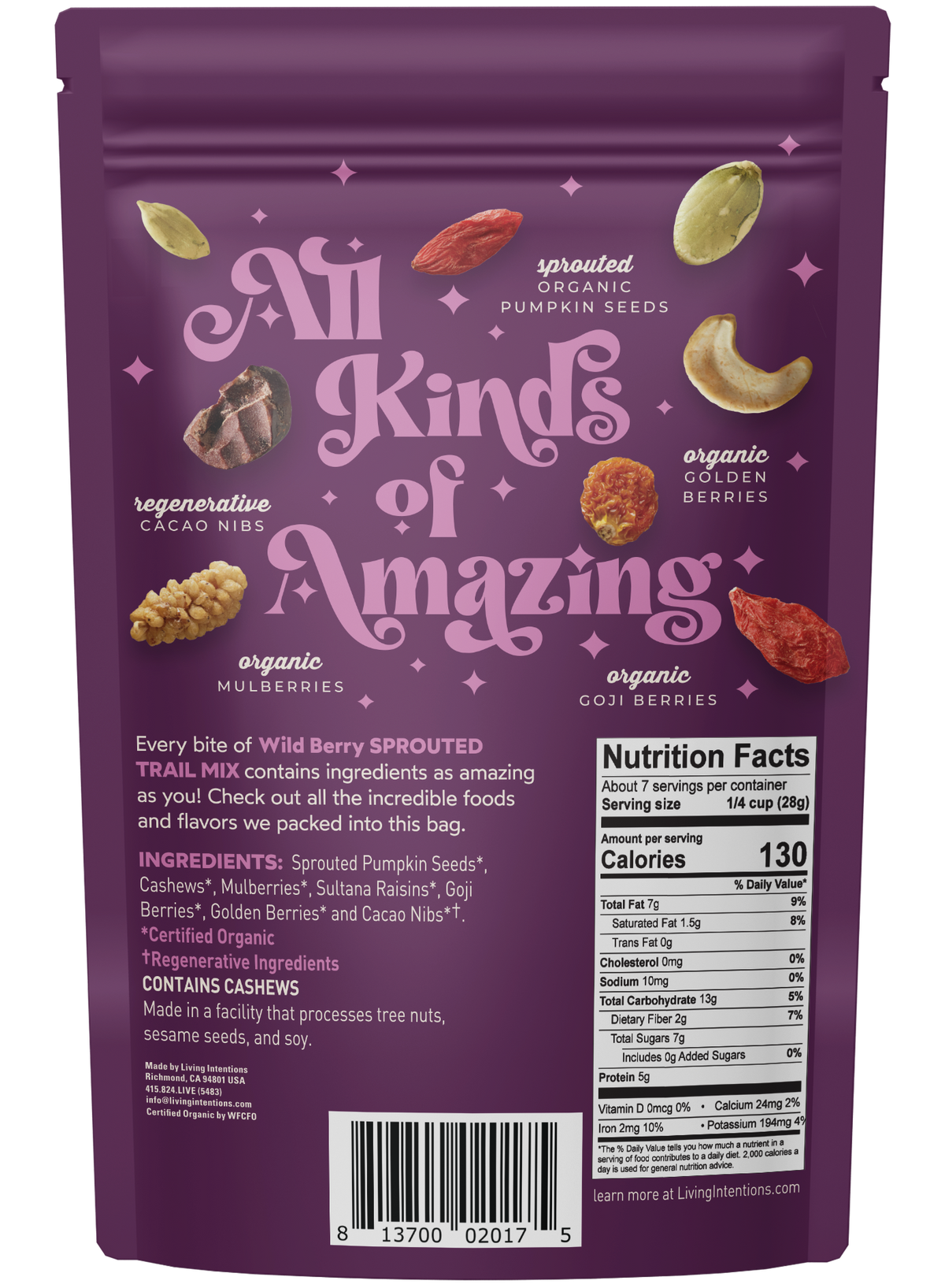 7oz Sprouted Trail Mix - Wild Berry