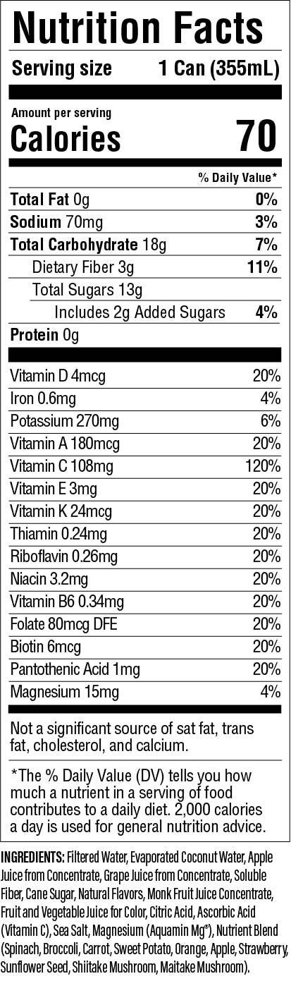 Grape: Coconut Water and Real Fruit Juice with Electrolytes, Vitamins and Fiber: 12-pack