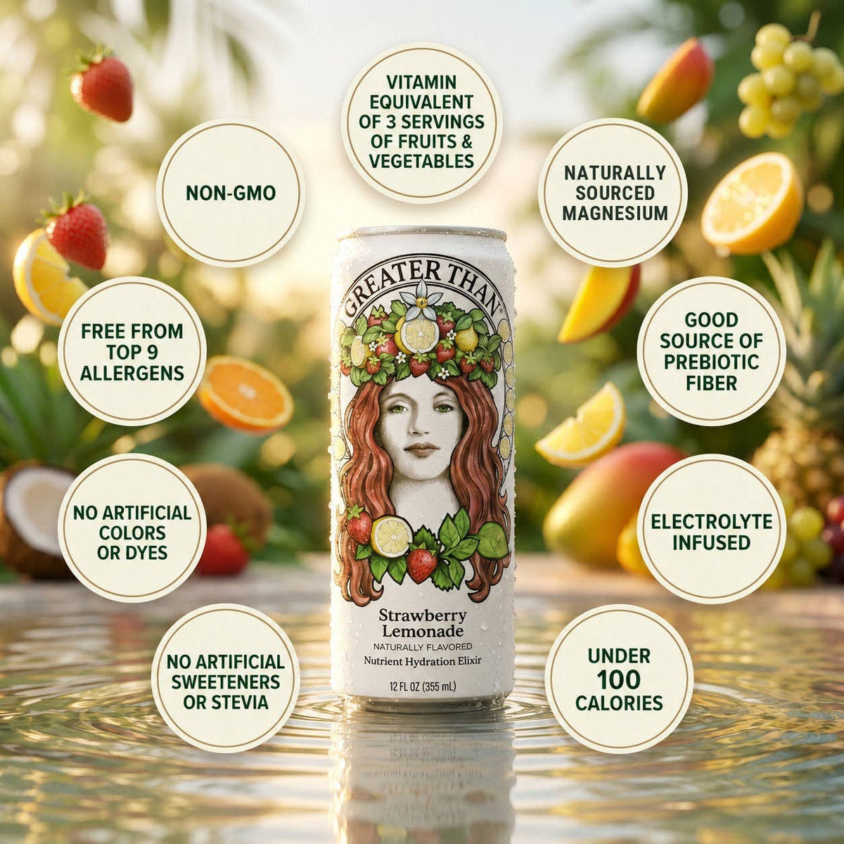 Strawberry Lemonade: Coconut Water and Real Fruit Juice with Electrolytes, Vitamins and Fiber: 12-pack