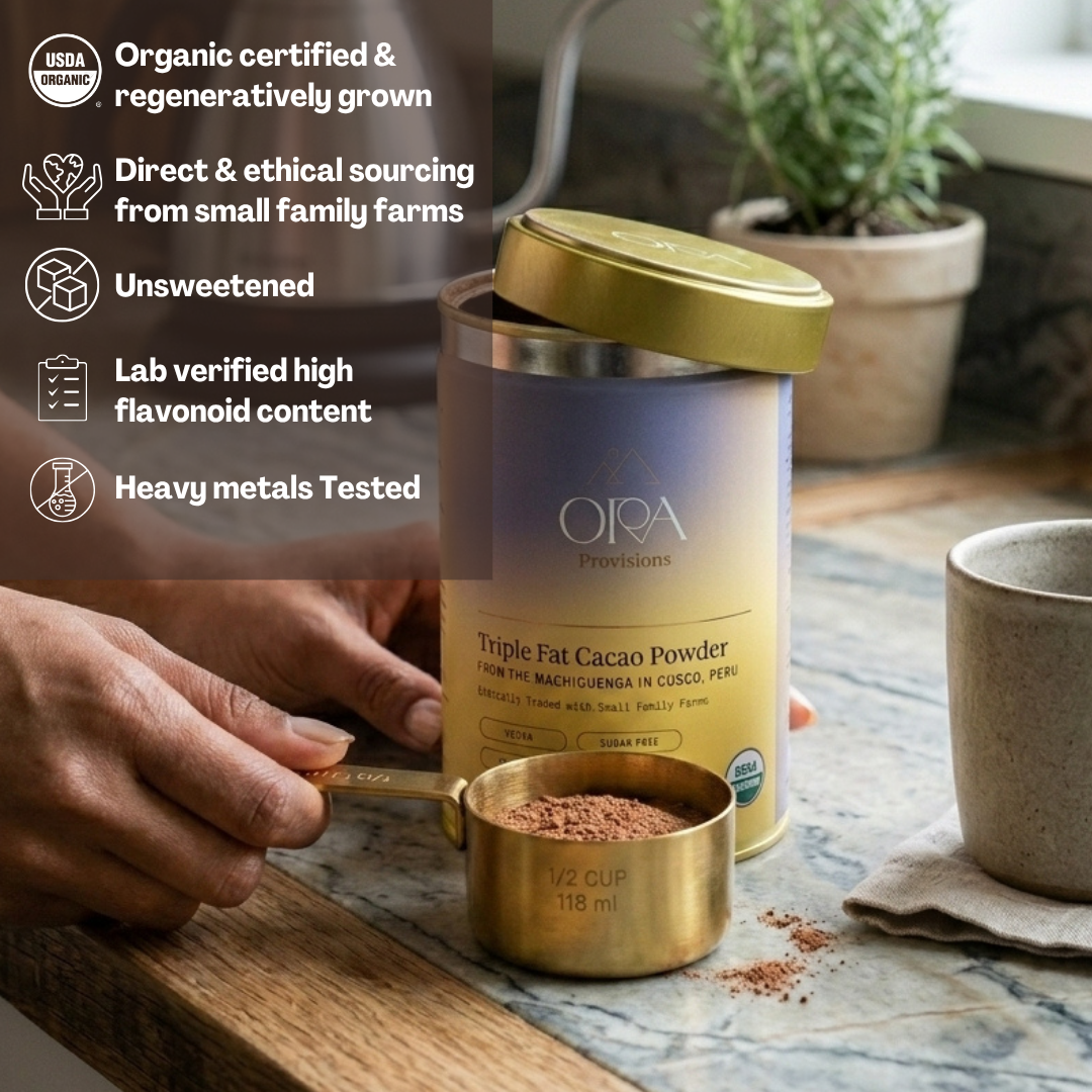 Cacao Powder | Regenerative, 100% Organic, Peru: 12 oz Tin