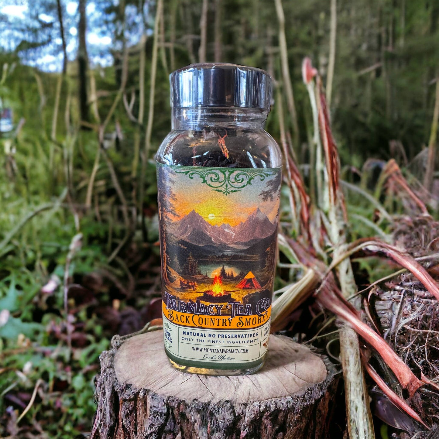 Backcountry Camping Smore's tea Campfire Outdoorsy Vintage