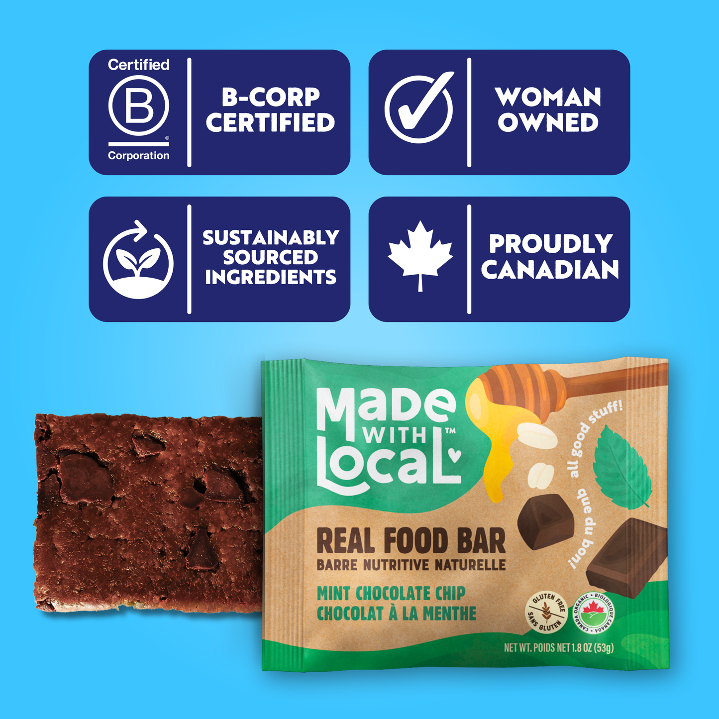 Mint Chocolate Chip | Organic Real Food Bar: 53g