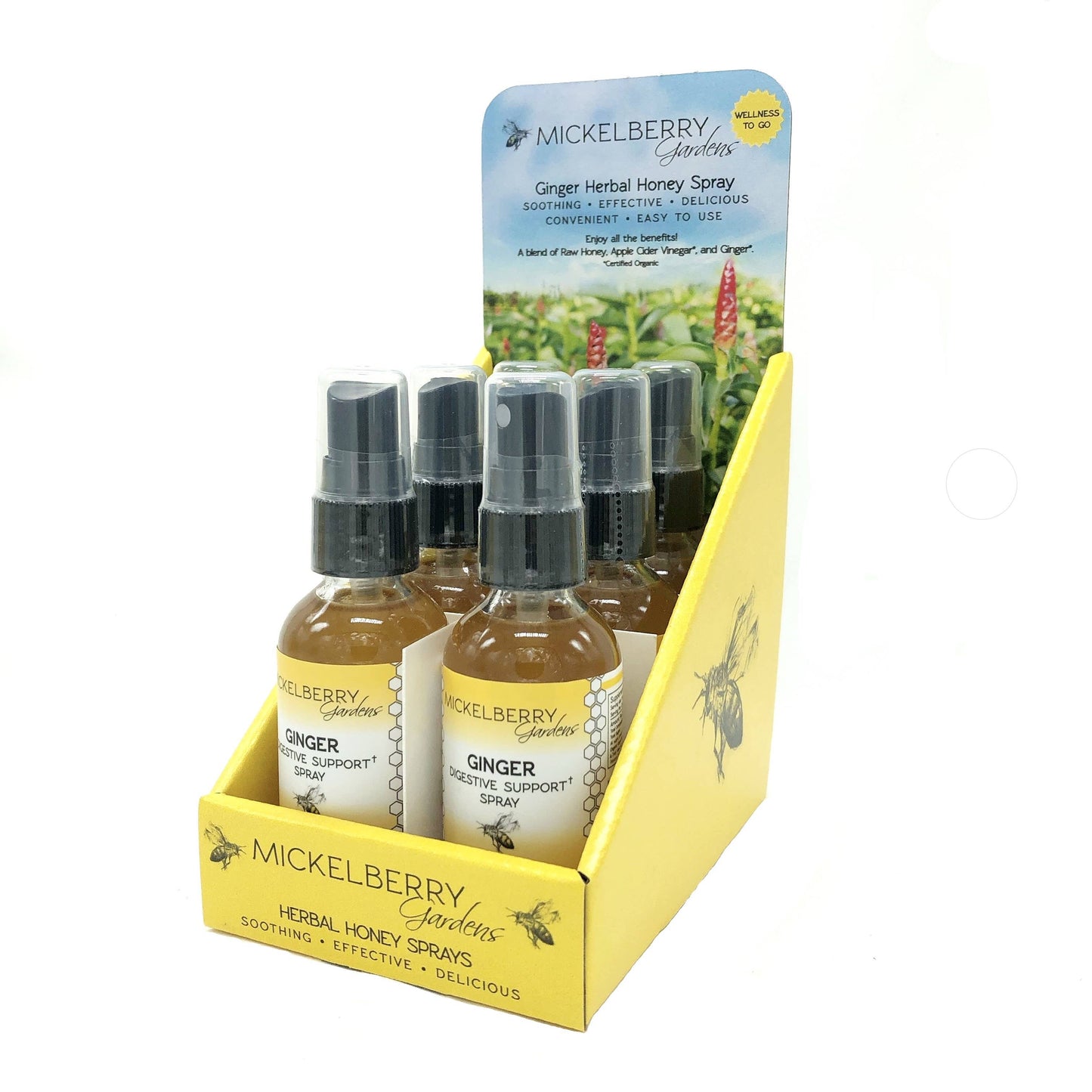 Herbal Honey Spray Display (Pack of 6): Ginger Digestive Support Spray