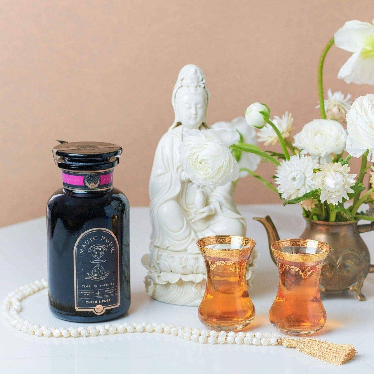 Child's Pose™ Herbal Adaptogen Tea for Sleep & Restful Calm: Violet Glass Apothecary Jar (60-75 Cups)