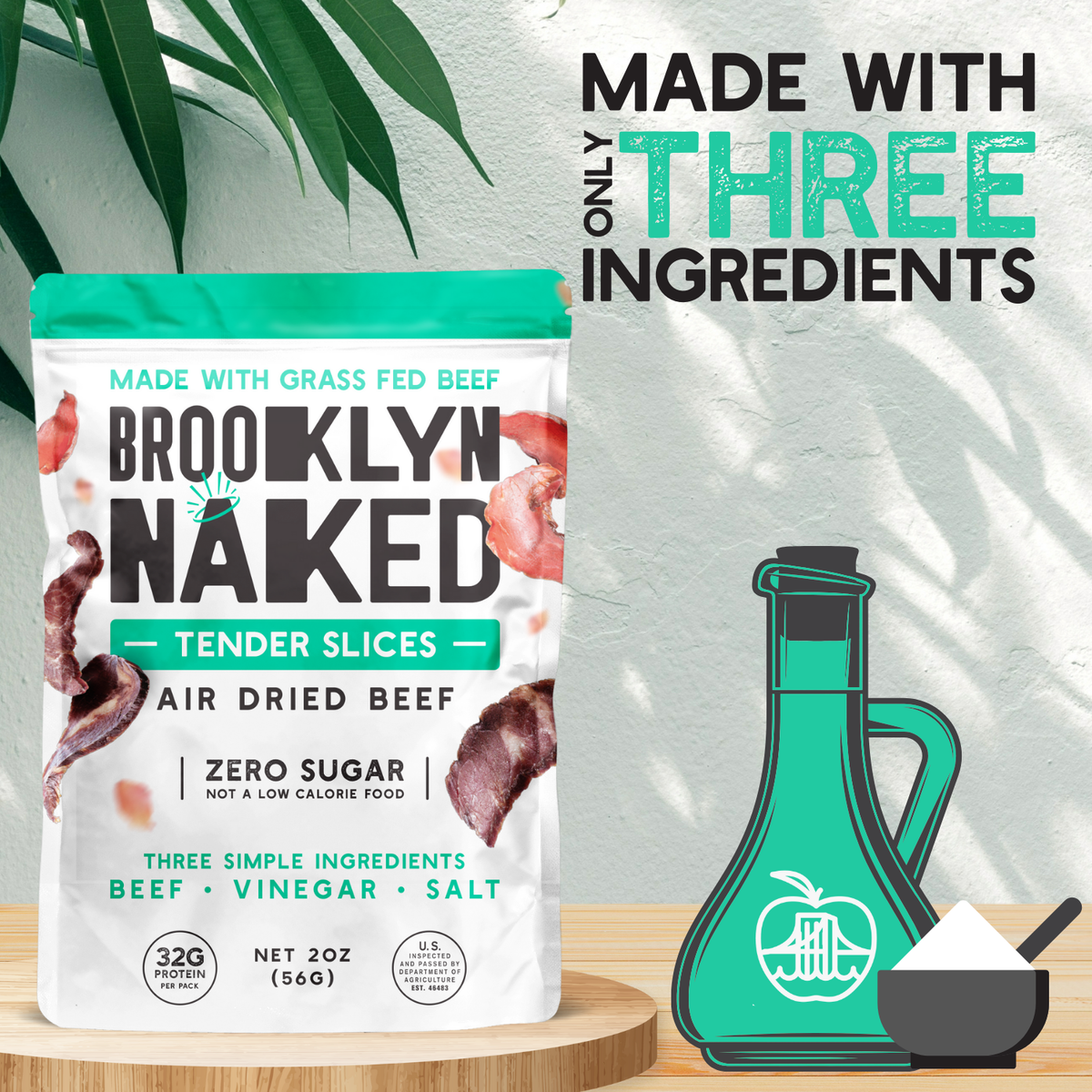 2oz Grass Fed Biltong Naked Tender Slices Classic