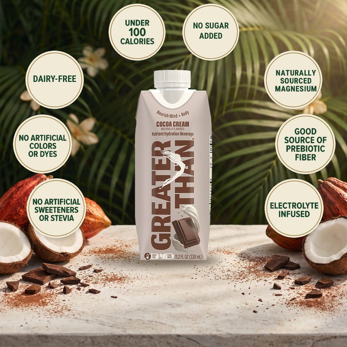 Cocoa Cream: Dairy-Free Coconut Water Beverage with Electrolytes and Vitamins (11.2 oz Tetra Paks): 12-pack