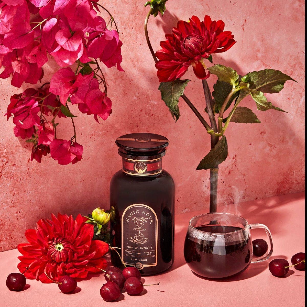 Ruby Moon™: Hibiscus Elderberry Tea: 6 oz Violet Apothecary Jar filled with Tea ( 75+ Cups)