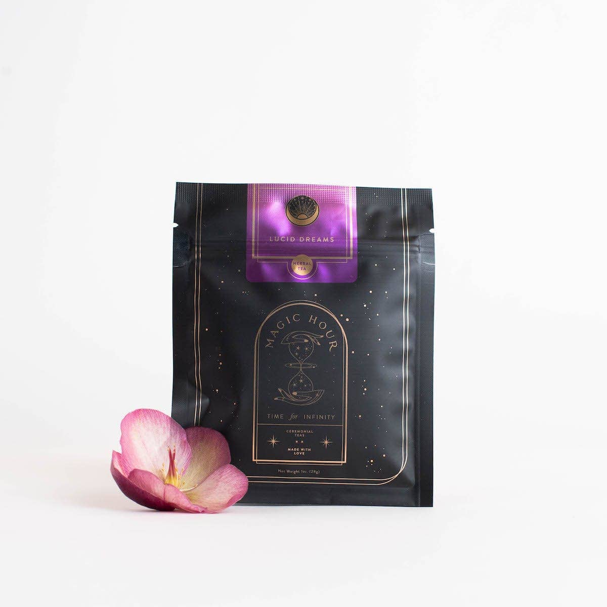 Lucid Dreams: Tulsi-Turmeric Herbal Tea for Sleep & Calm: 6 oz Violet Glass Apothecary Jar (75+ Cups)