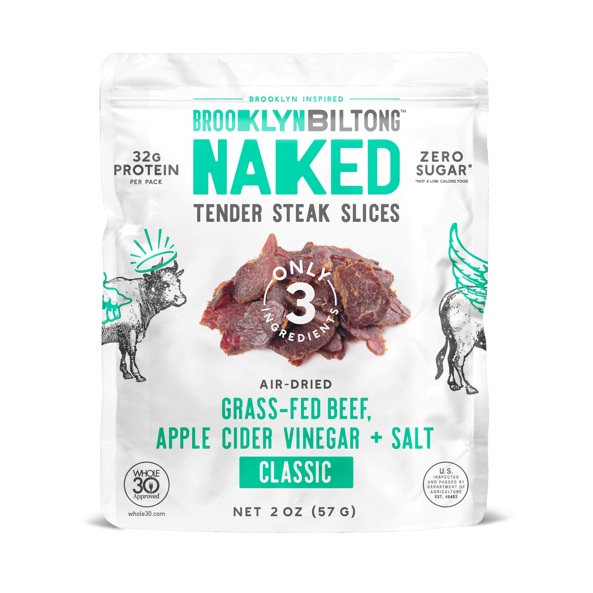 2oz Grass Fed Biltong Naked Tender Slices Classic