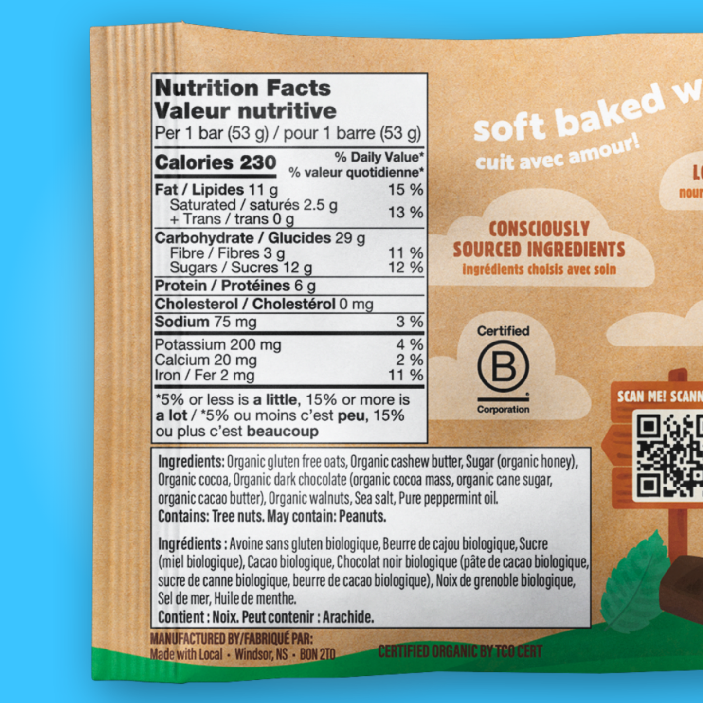 Mint Chocolate Chip | Organic Real Food Bar: 53g