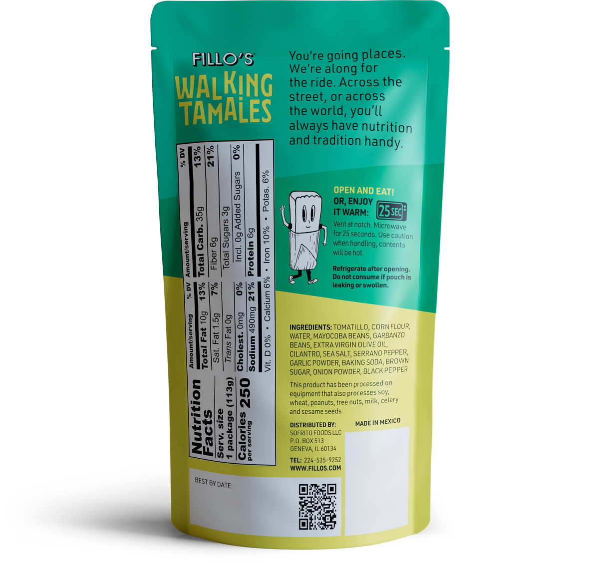 Bean Salsa Verde Walking Tamales, 7 Pouches/Case
